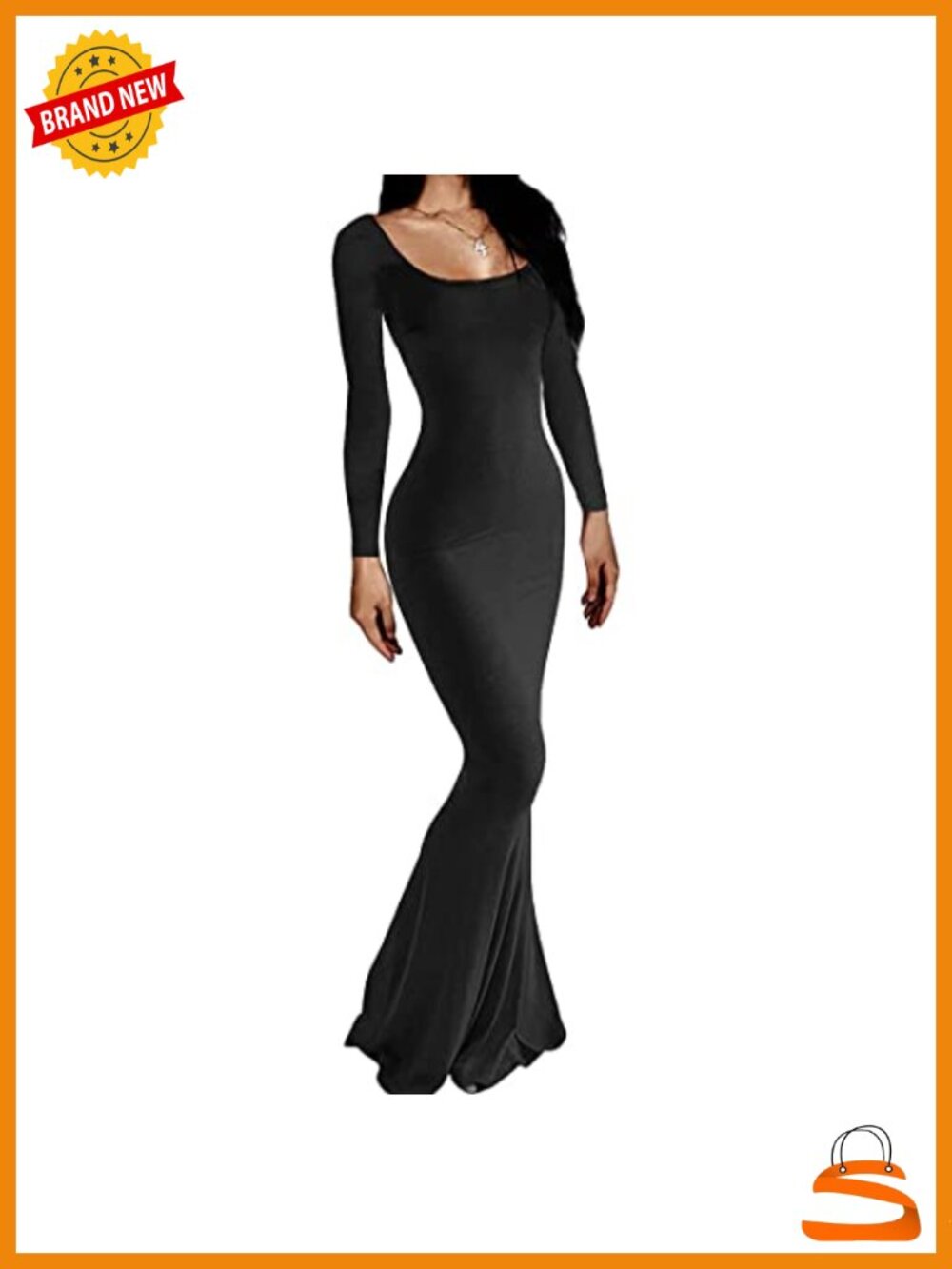 Spaghetti Strap Bodycon Backless Maxi Dress Long Sleeve